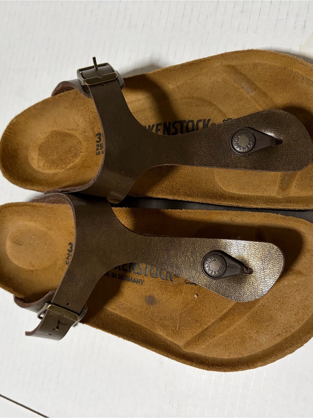 Birkenstock Brown Leather Gizeh Thong Sandals - Men